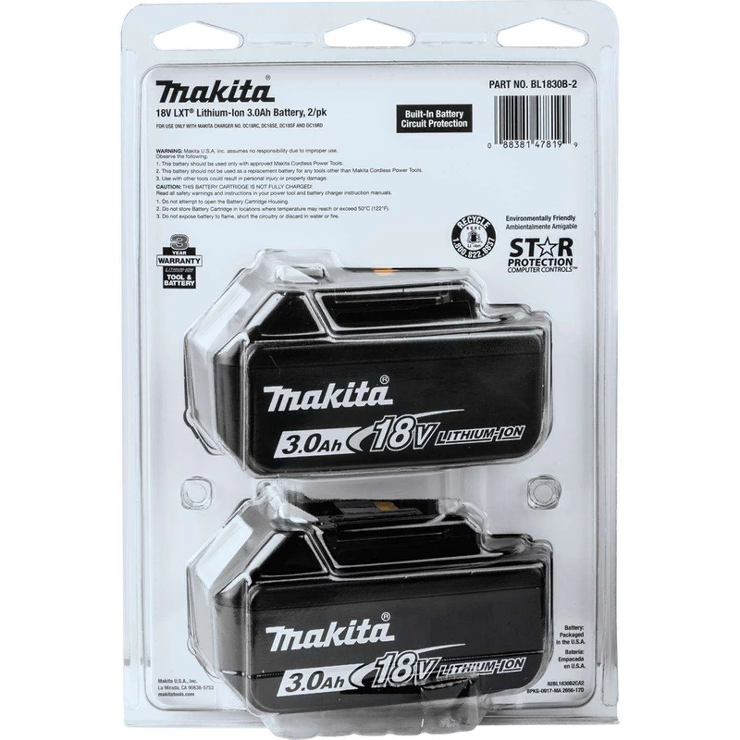 Makita 18V LXT 3 Amps Lithium-Ion Slide Battery 2 Pc - Image 3