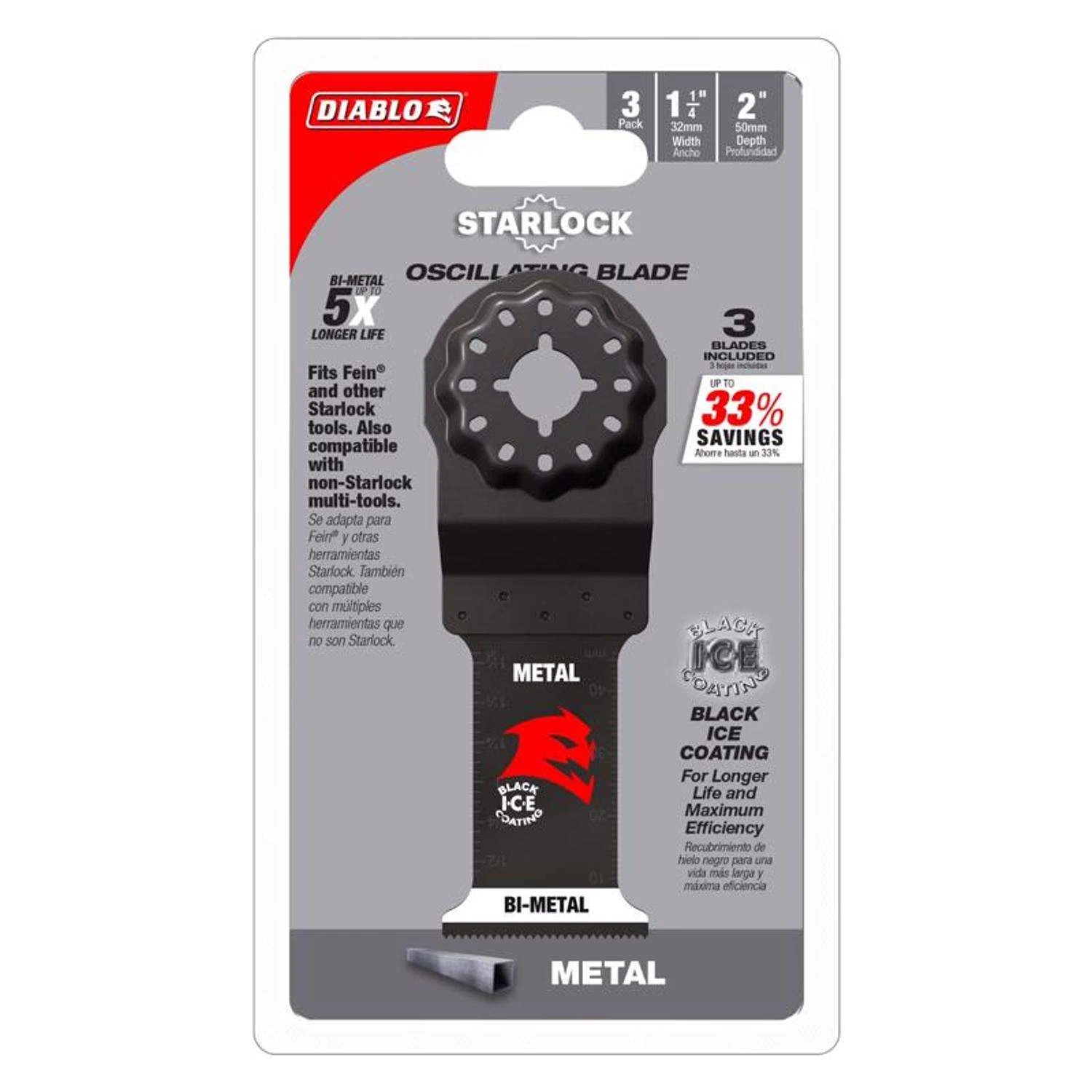Diablo Starlock 1-1/4 In. W Bi-Metal Curved Contact Edge Oscillating Blade Metal 3 Pk