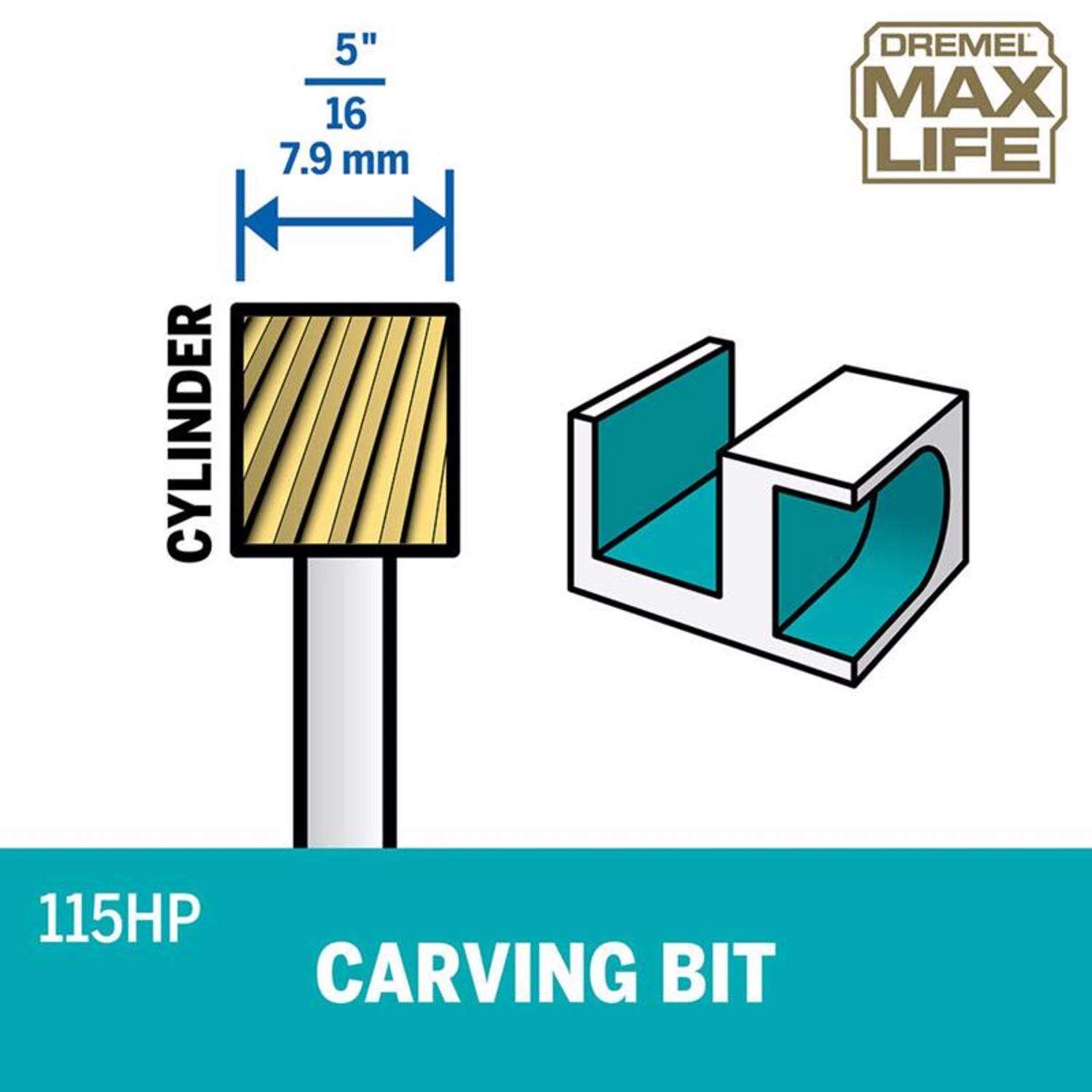 Dremel Max Life 5/16 In. X 1.5 In. L X 0.31 In. W High Speed Steel Cylindrical High Speed Cutter Mul - Image 3