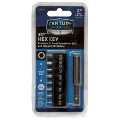 Century Drill & Tool Hex Assorted Bit And Holder Set S2 Tool Steel 9 Pc