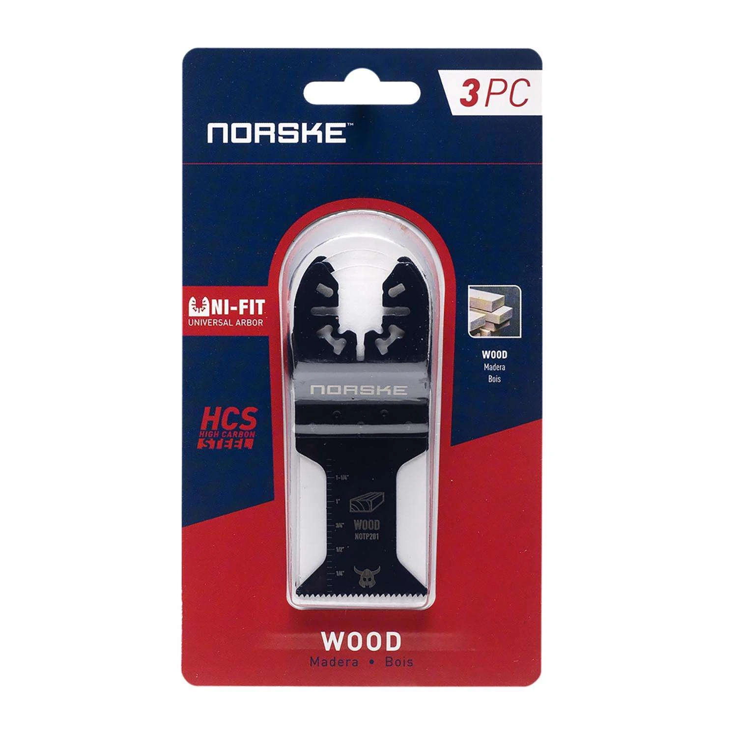 Norske Uni-Fit 1-1/4 In. High Carbon Steel Flush Cut Blade Wood 3 Pk