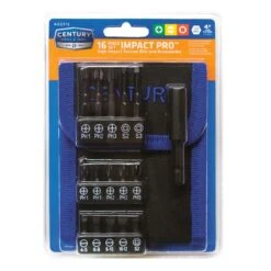 Century Drill & Tool Impact Pro Assorted Screwdriver Bit Set Heat-Treated Steel 16 Pc