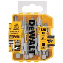DeWalt Max Fit Torx T-25 X 2 In. L Screwdriver Bit Set S2 Tool Steel 15 Pc