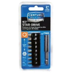 Century Drill & Tool Star Assorted X 1 In. L Bit And Holder Set S2 Tool Steel 9 Pc