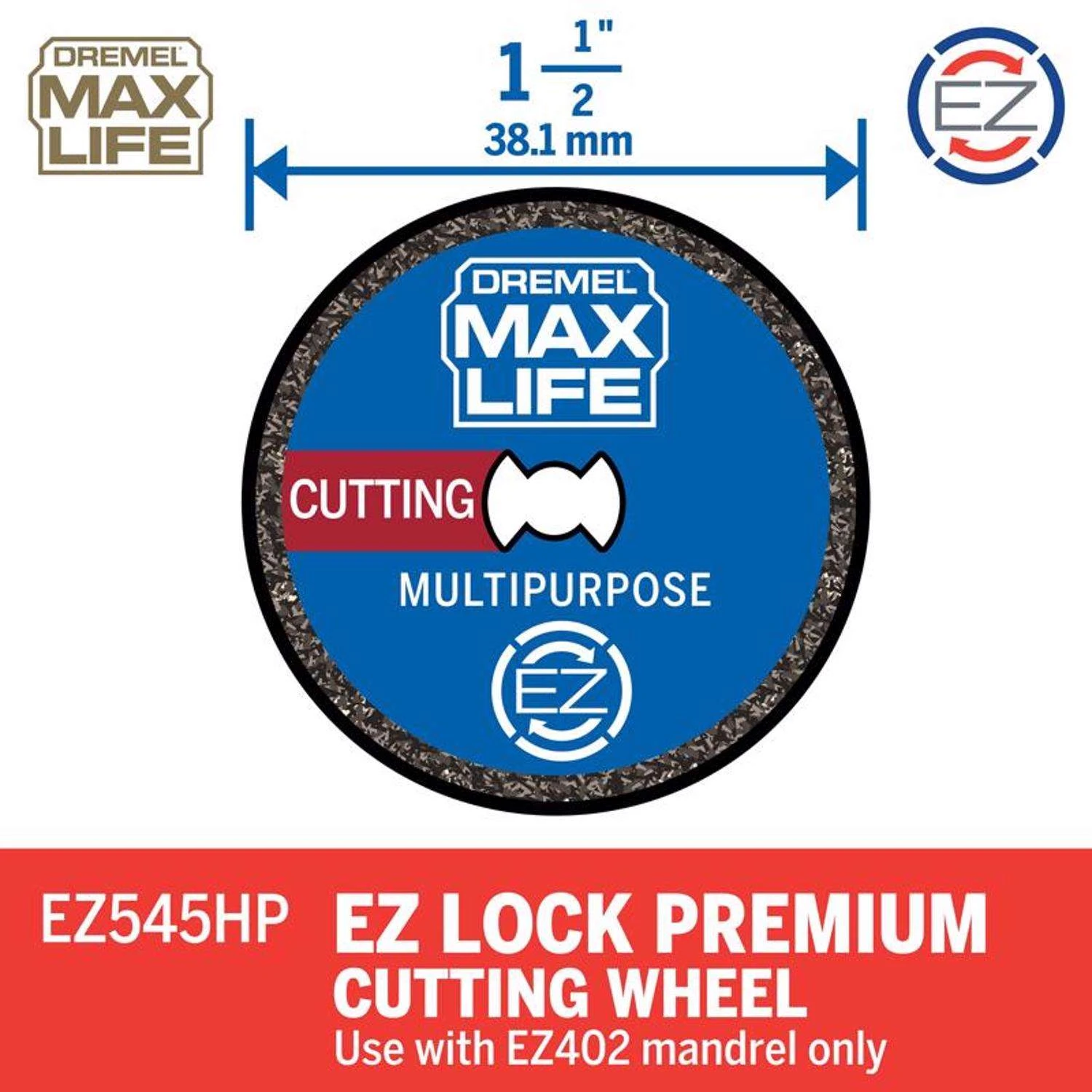 Dremel EZ Lock 1-1/2 In. X 1.5 In. L X 0.039 In. W Diamond Round Cutting Wheel 1 Pk - Image 3