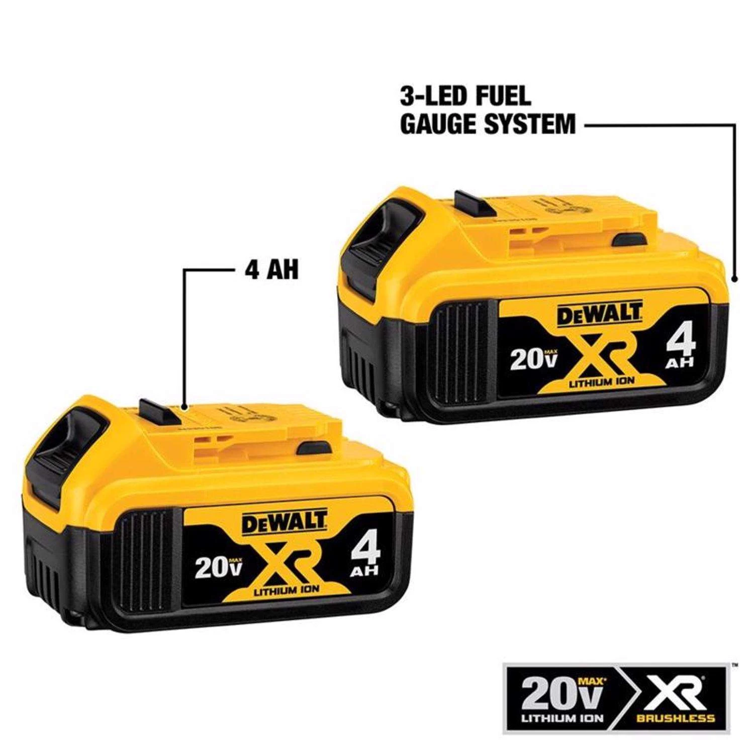 DeWalt 20V MAX DCB204-2 4 Ah Lithium-Ion Battery Combo Pack 2 Pc - Image 3
