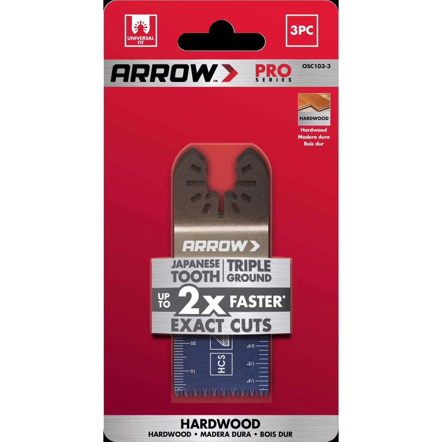 Arrow Pro 1-5/16 In. High Carbon Steel Semi-Circle Japanese Blade Hardwood 3 Pc