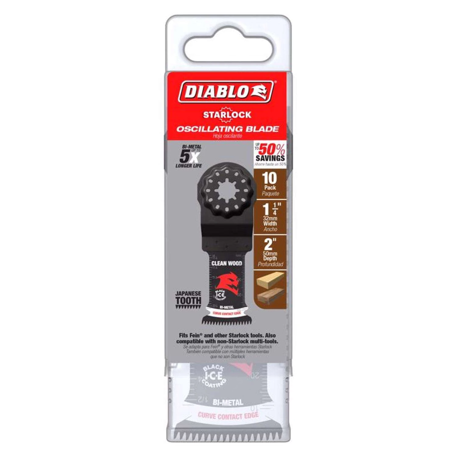 Diablo Starlock 1-1/4 In. W Bi-Metal Curved Contact Edge Oscillating Blade Clean Wood 10 Pk