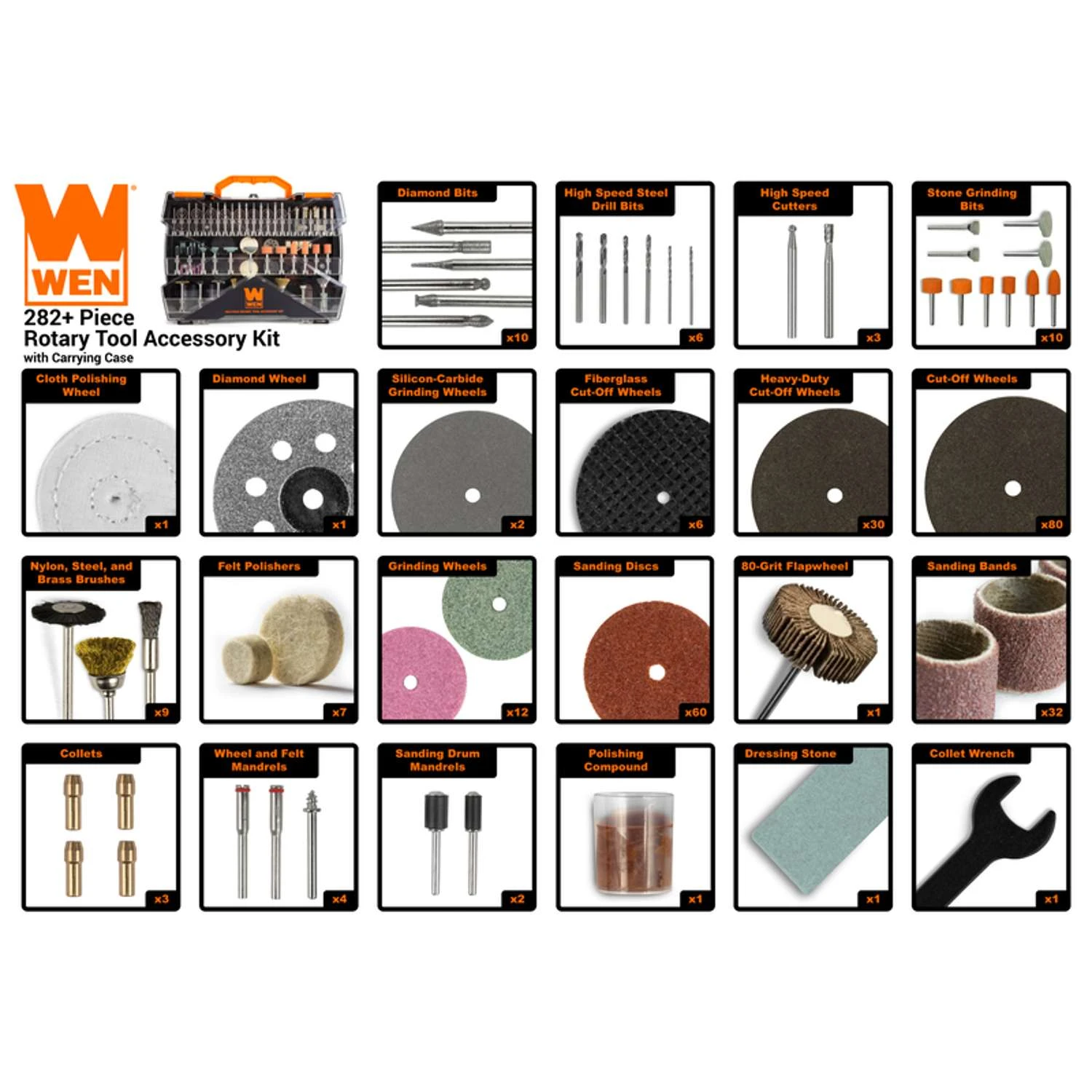 WEN Rotary Tool Accessory Kit 282 Pc - Image 3