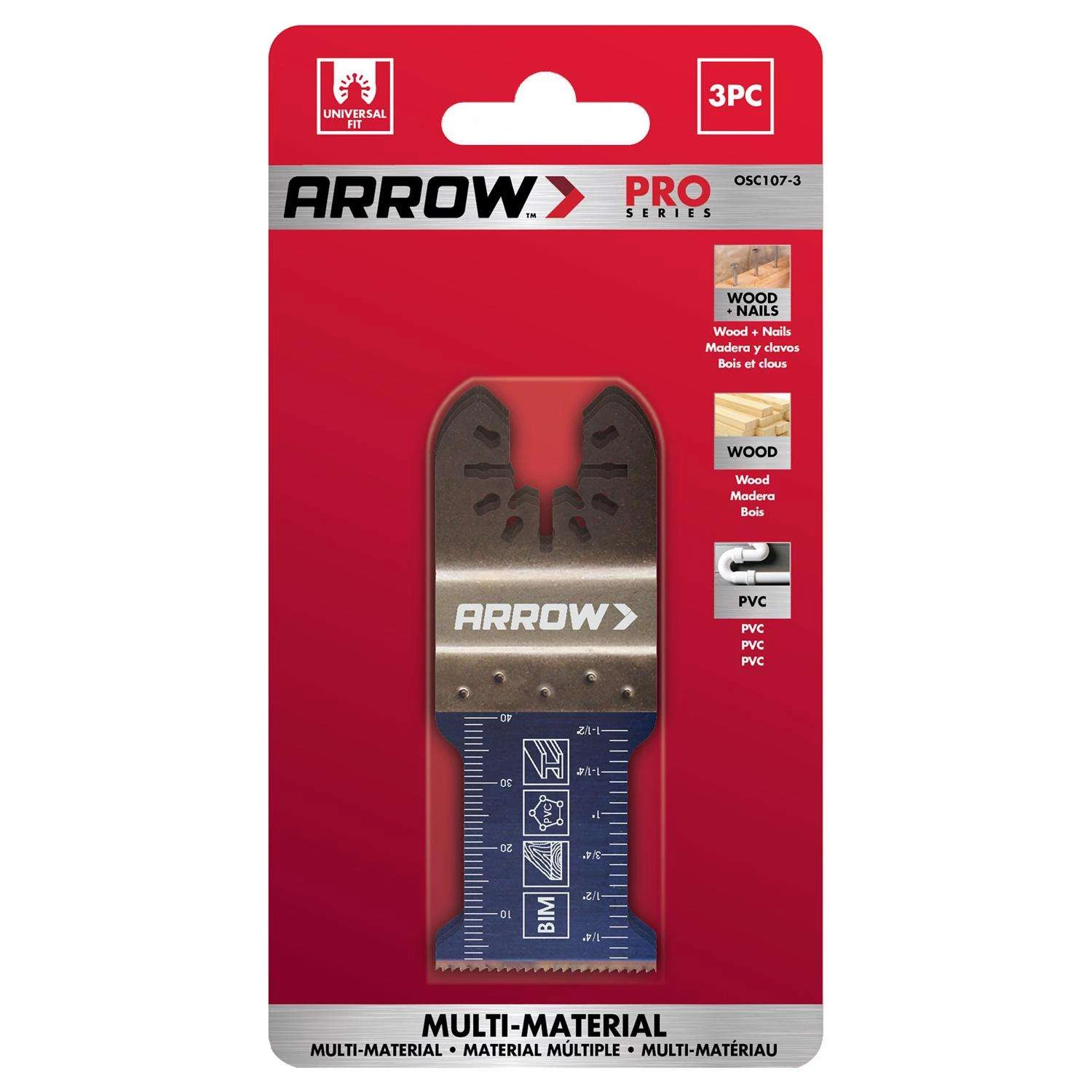 Arrow Pro 1-5/16 In. Bi-Metal Semi-Circle Oscillating Wood Blade Multi-Material 3 Pc