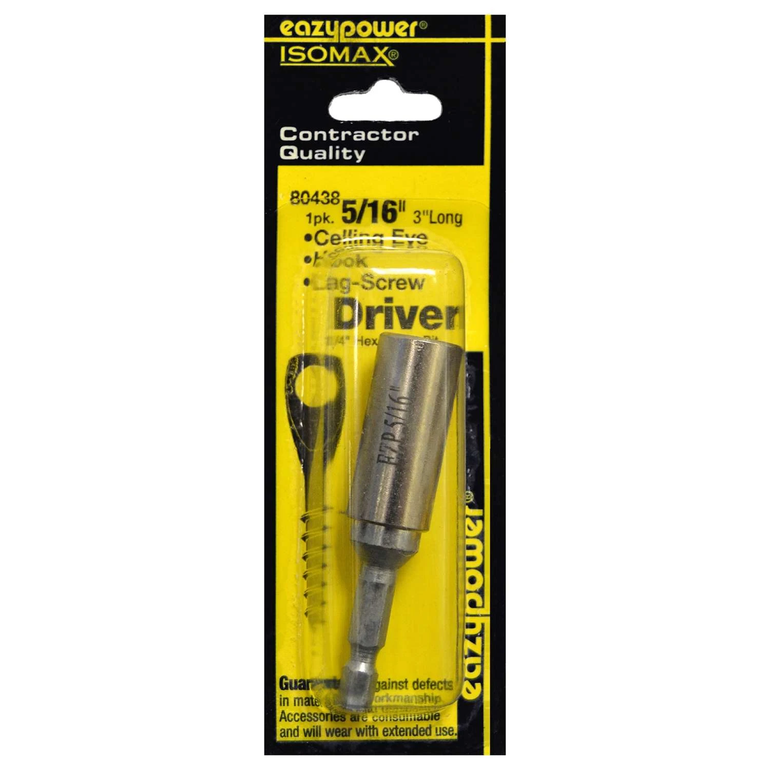 Eazypower Isomax 5/16 In. X 3 In. L Ceiling Lag Screw Driver Screwdriver Bit Steel 1 Pc