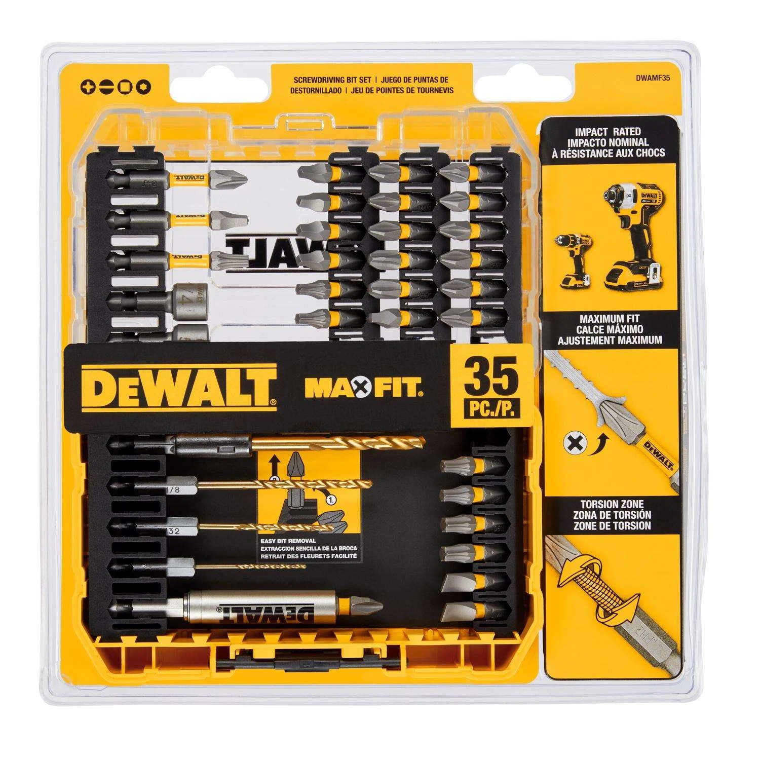 DeWalt Max Fit Assorted Screwdriving Bit Set S2 Tool Steel 35 Pc
