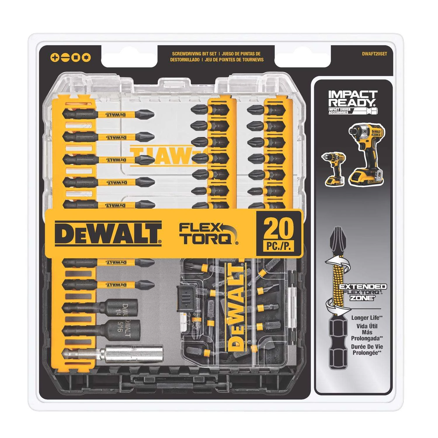 DeWalt FlexTorq Assorted Screwdriving Bit Set 20 Pc