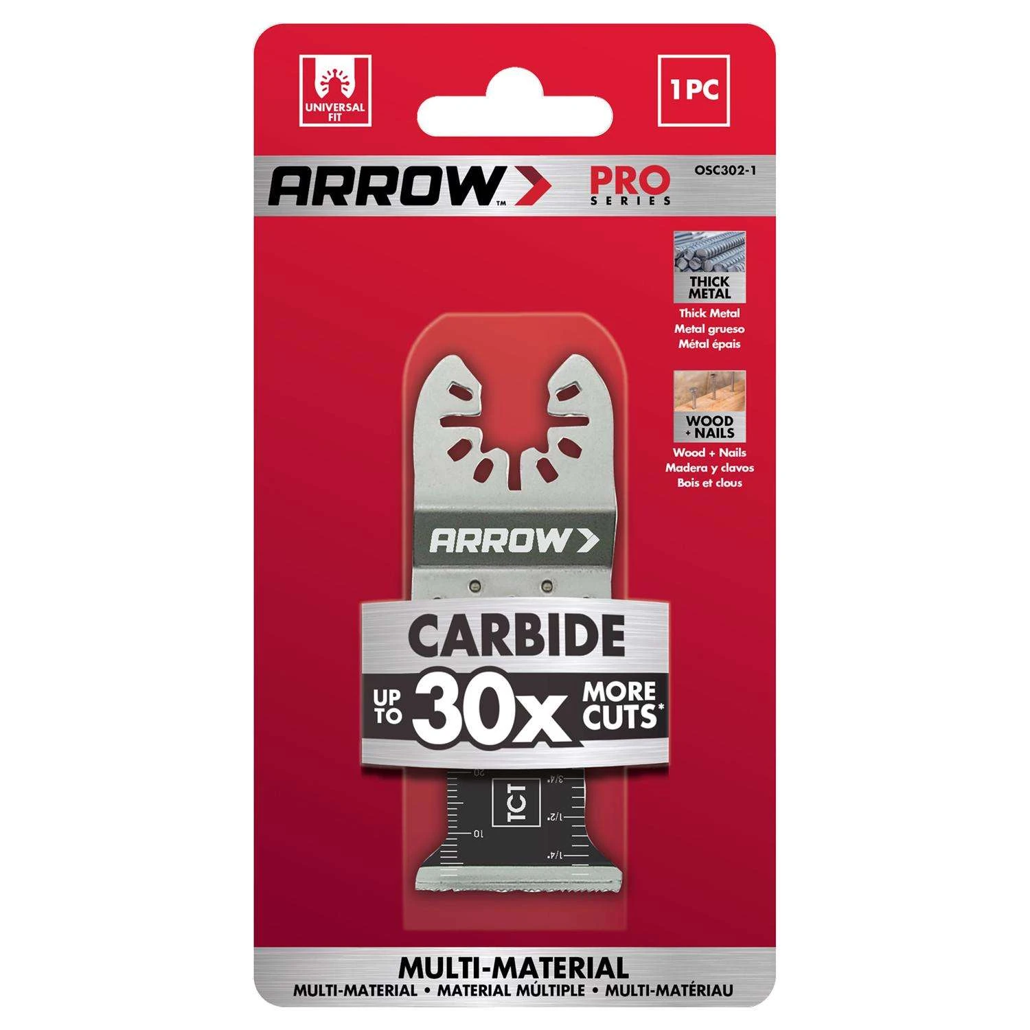 Arrow Pro 1-3/8 In. X Bi-Metal In. L Bi-Metal/Carbide Tipped Semi-Circle Flush Cut Saw Blade Multi-M