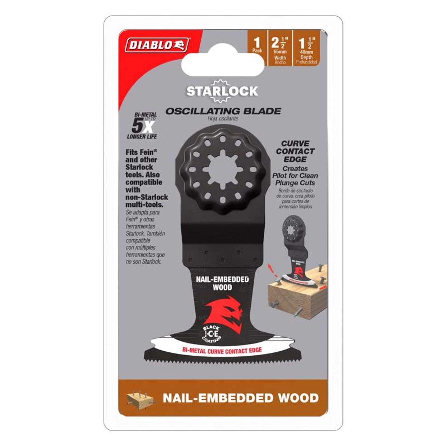 Diablo Starlock 2-1/2 In. W Bi-Metal Curved Contact Edge Oscillating Blade Nail-Embedded Wood 1 Pk