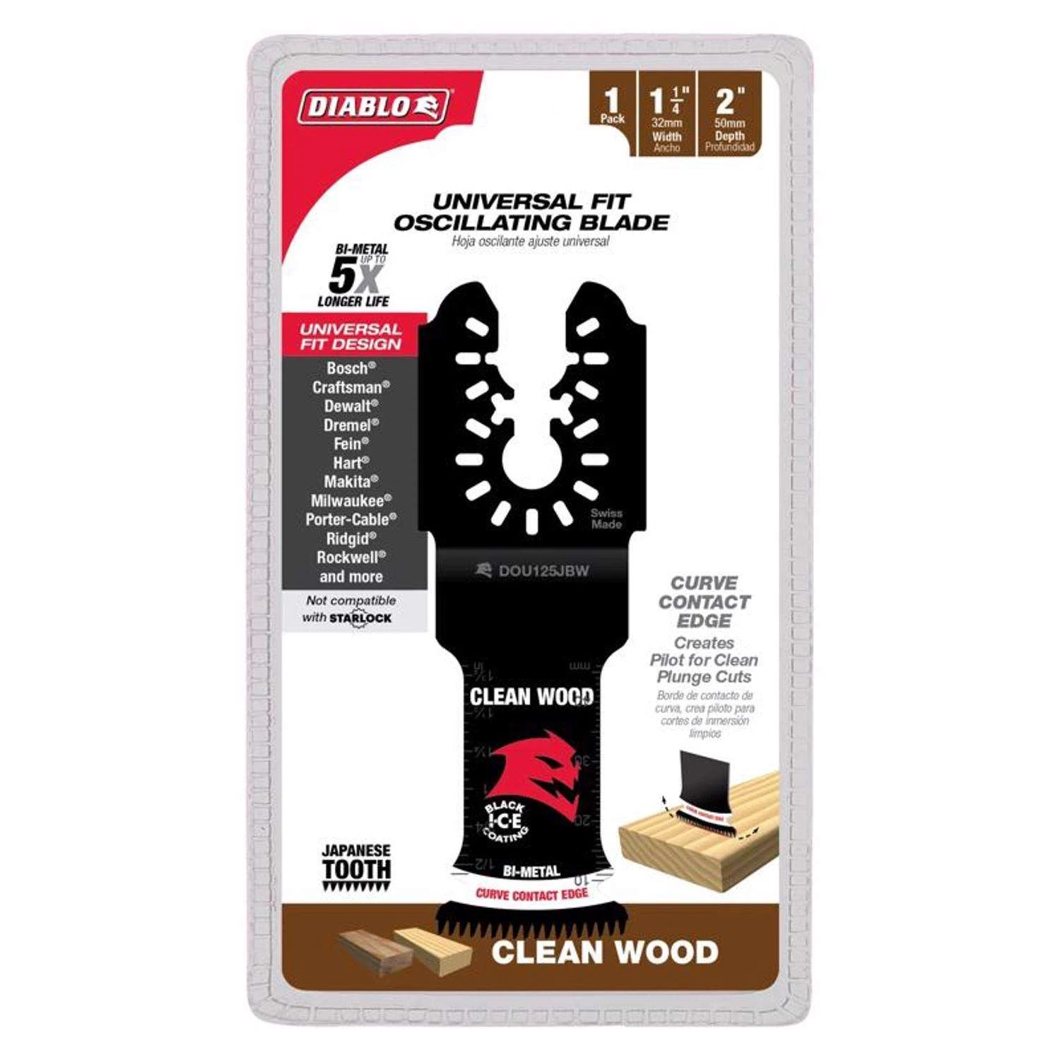 Diablo 1-1/4 In. X 1-1/4 In. W Bi-Metal Oscillating Blade Clean Wood 1 Pk - Image 2