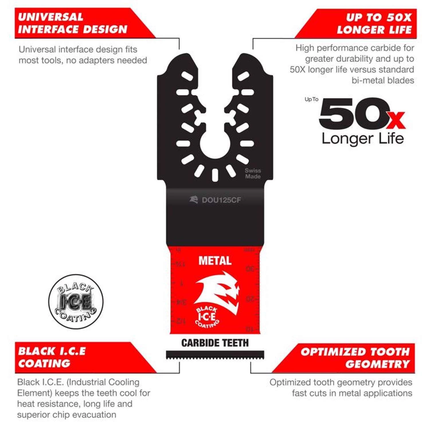 Diablo 1-1/4 In. X 1-1/4 In. W Carbide Oscillating Blade Metal 3 Pk - Image 3