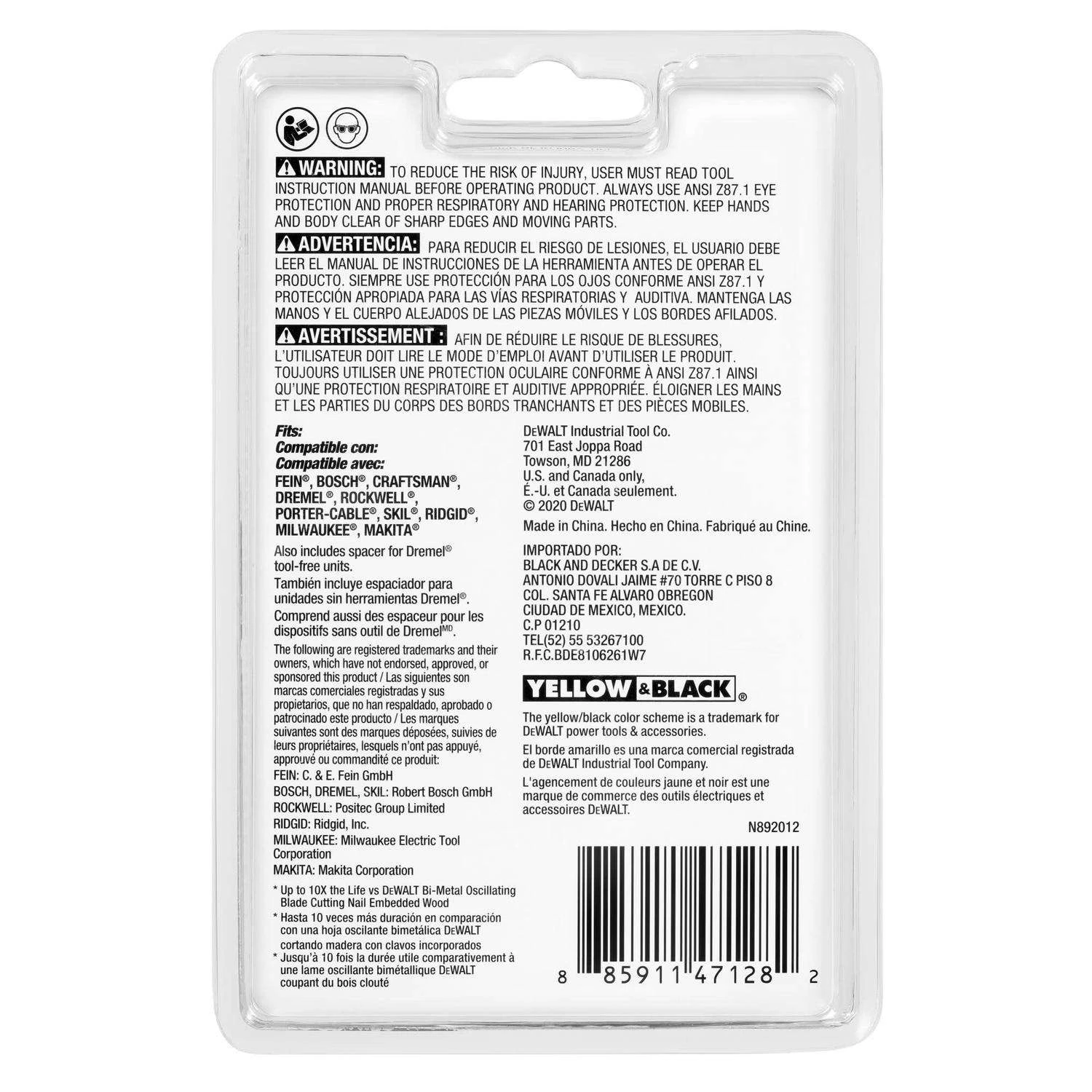 DeWalt Universal Fitment 1-1/4 In. L Carbide Oscillating Blade 1 Pc - Image 4