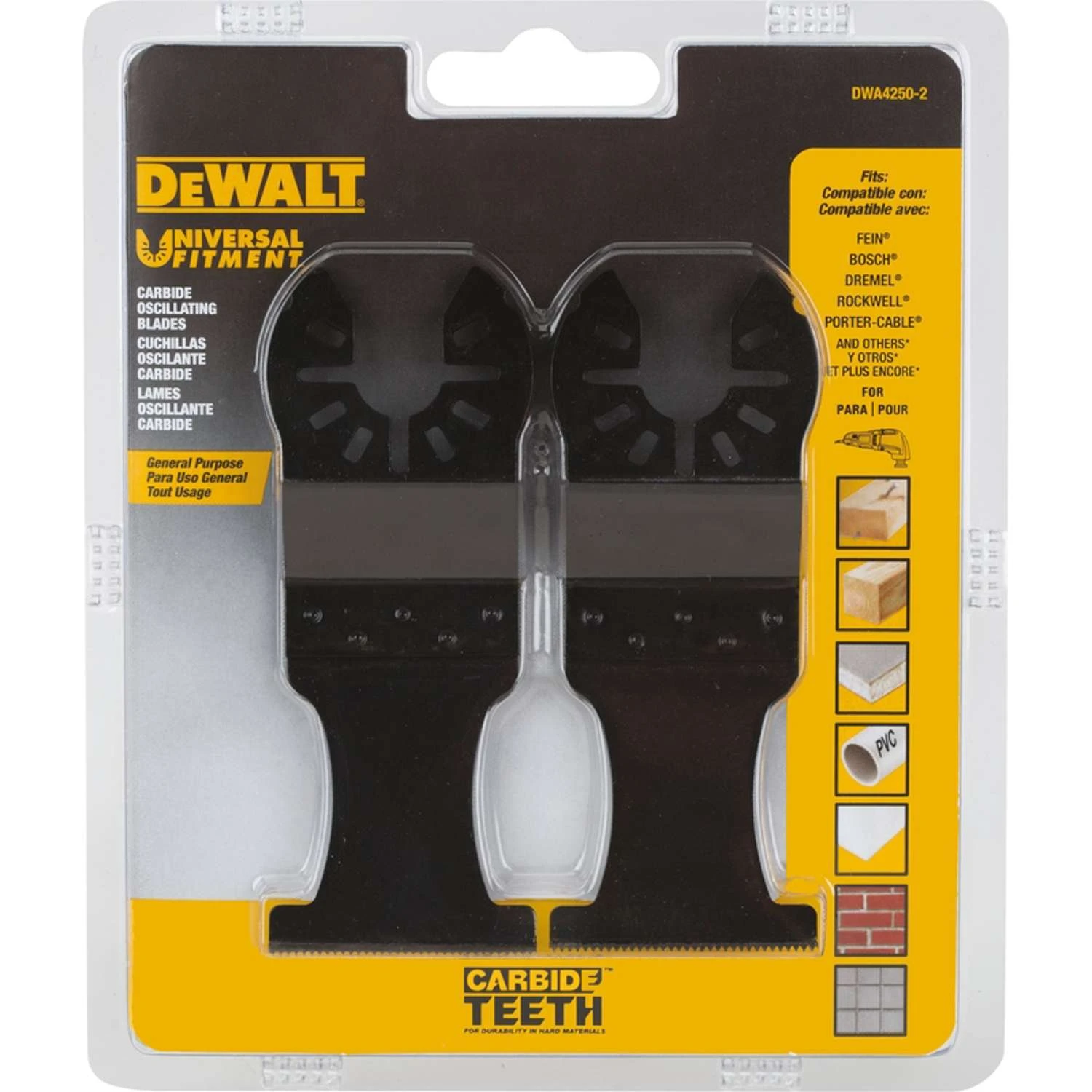 DeWalt Universal Fitment 1-3/8 In. Carbide General Purpose Oscillating Blade 2 Pk