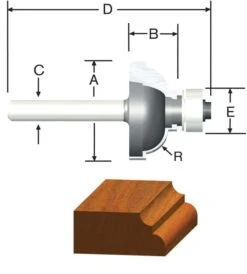 Vermont American 1-3/8 In. D X 3/8 In. X 2-5/16 In. L Carbide Tipped Cove & Fillet Router Bit